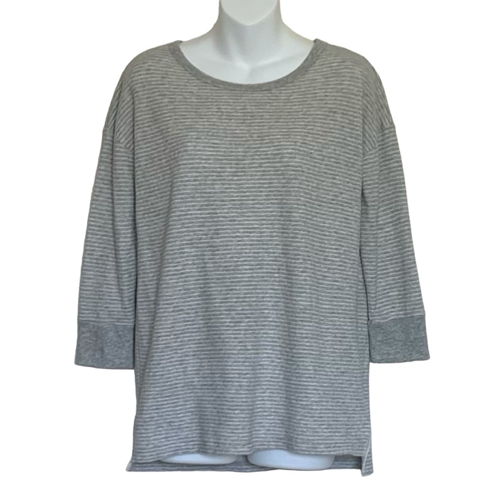 JAMES PERSE Standard French Terry Striped 3/4 Sleeve Top